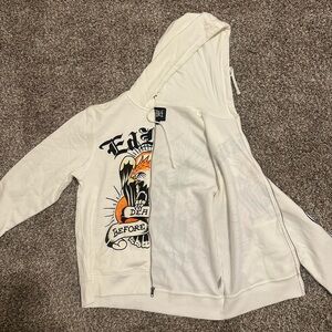 Ed Hardy Cream Zip Up Hoodie
